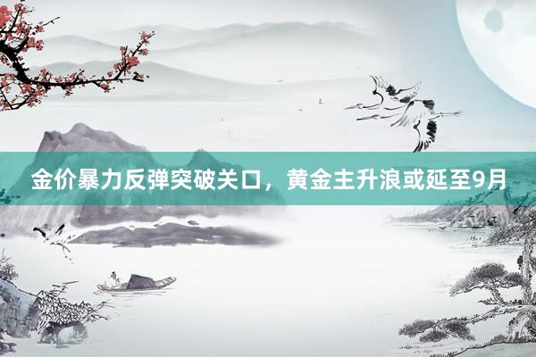金价暴力反弹突破关口，黄金主升浪或延至9月