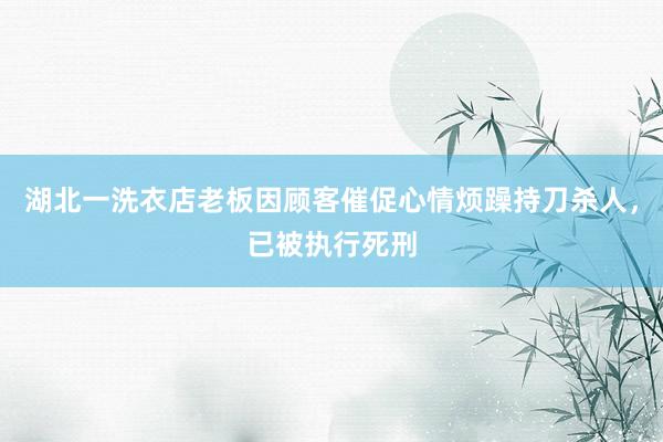 湖北一洗衣店老板因顾客催促心情烦躁持刀杀人，已被执行死刑