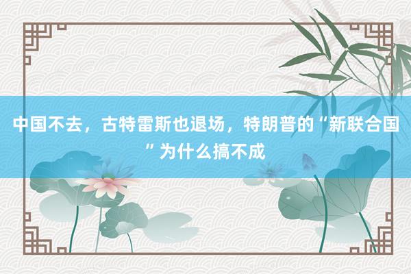 中国不去，古特雷斯也退场，特朗普的“新联合国”为什么搞不成