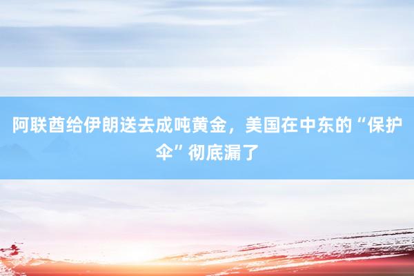 阿联酋给伊朗送去成吨黄金，美国在中东的“保护伞”彻底漏了