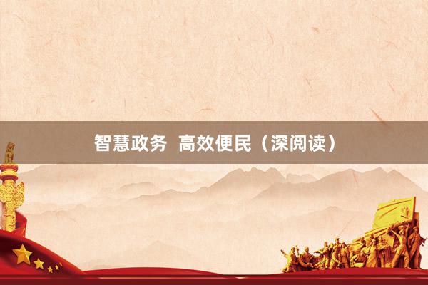 智慧政务  高效便民（深阅读）