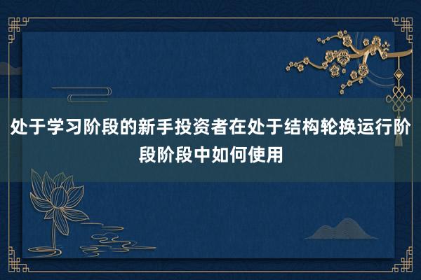 处于学习阶段的新手投资者在处于结构轮换运行阶段阶段中如何使用