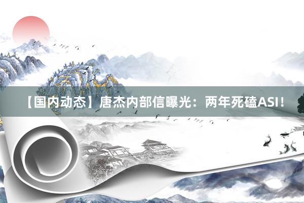 【国内动态】唐杰内部信曝光：两年死磕ASI！