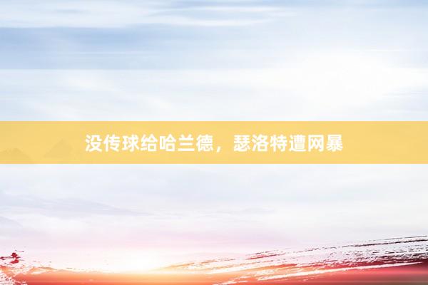 没传球给哈兰德，瑟洛特遭网暴