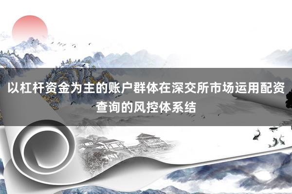 以杠杆资金为主的账户群体在深交所市场运用配资查询的风控体系结