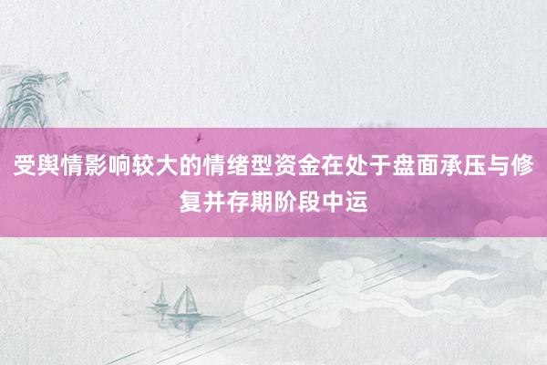 受舆情影响较大的情绪型资金在处于盘面承压与修复并存期阶段中运
