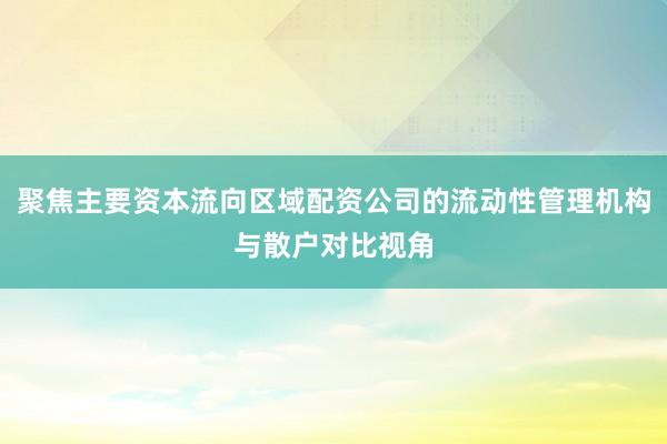 聚焦主要资本流向区域配资公司的流动性管理机构与散户对比视角