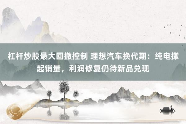 杠杆炒股最大回撤控制 理想汽车换代期：纯电撑起销量，利润修复仍待新品兑现