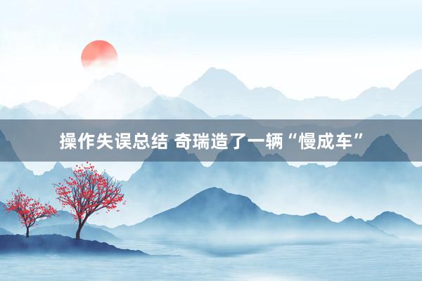操作失误总结 奇瑞造了一辆“慢成车”