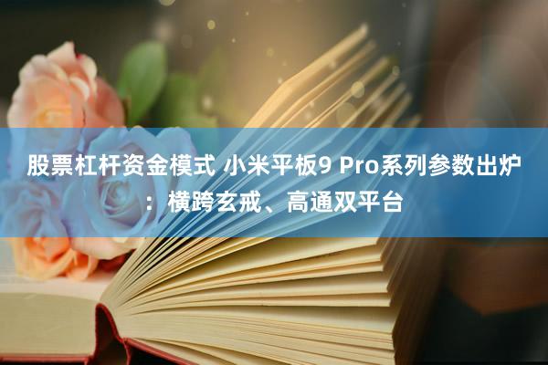 股票杠杆资金模式 小米平板9 Pro系列参数出炉：横跨玄戒、高通双平台