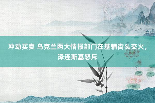 冲动买卖 乌克兰两大情报部门在基辅街头交火,泽连斯基怒斥