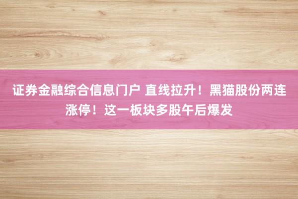证券金融综合信息门户 直线拉升！黑猫股份两连涨停！这一板块多股午后爆发