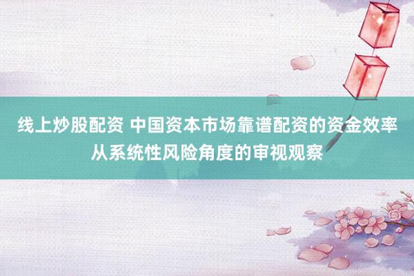 线上炒股配资 中国资本市场靠谱配资的资金效率从系统性风险角度的审视观察