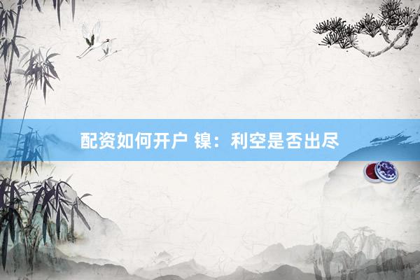 配资如何开户 镍:利空是否出尽