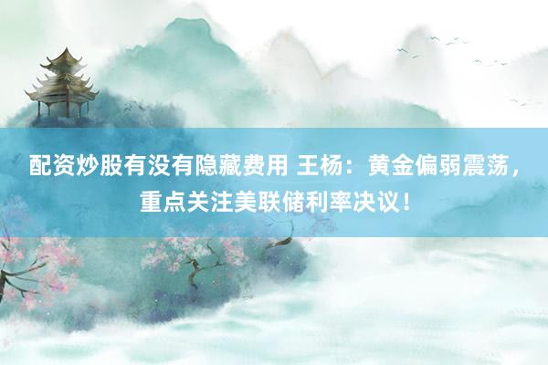 配资炒股有没有隐藏费用 王杨:黄金偏弱震荡,重点关注美联储利率决议!