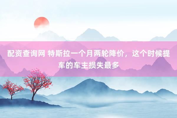 配资查询网 特斯拉一个月两轮降价，这个时候提车的车主损失最多