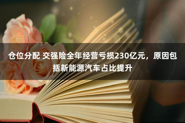 仓位分配 交强险全年经营亏损230亿元，原因包括新能源汽车占比提升