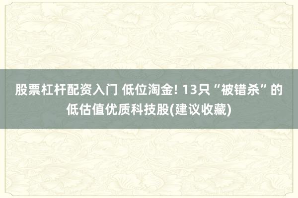 股票杠杆配资入门 低位淘金! 13只“被错杀”的低估值优质科技股(建议收藏)